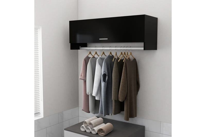 garderobe 100x32,5x35 cm spånplade sort - Sort - Opbevaring - Tøjopbevaring - Garderobeskabe