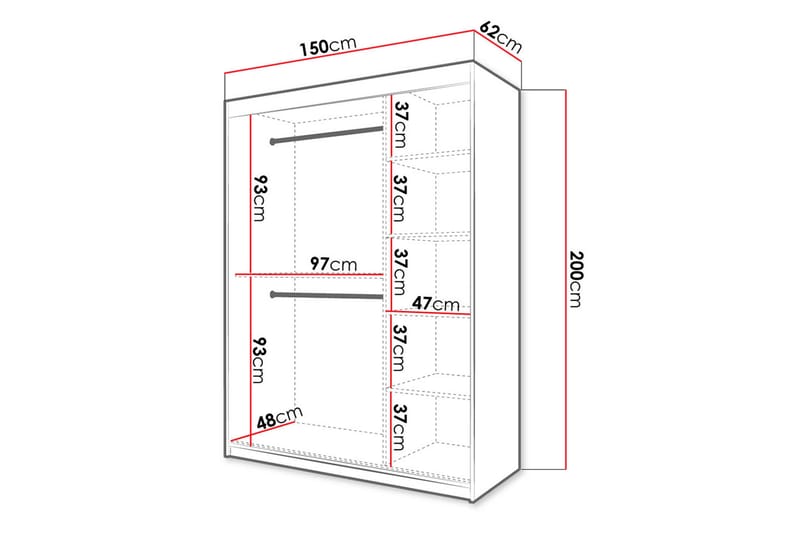 Garderobe 150 - Sort|Natur - Opbevaring - Tøjopbevaring - Garderobeskabe