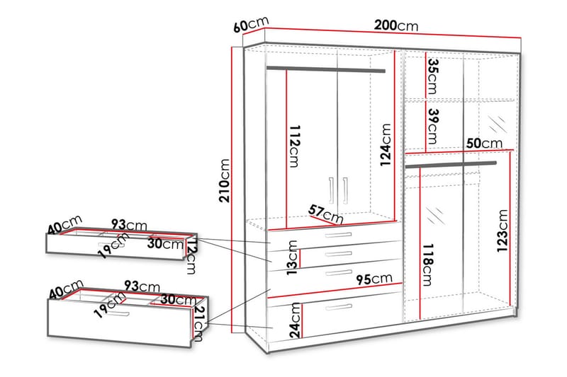 Garderobe  200 - Hvid - Opbevaring - Tøjopbevaring - Garderobeskabe