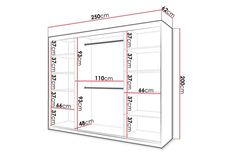 Garderobe 250 - Sort|Natur - Opbevaring - Tøjopbevaring - Garderobeskabe