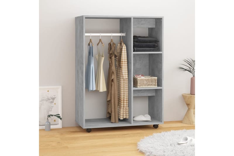 garderobe 80x40x110 cm spånplade betongrå - Grå - Opbevaring - Tøjopbevaring - Garderobeskabe