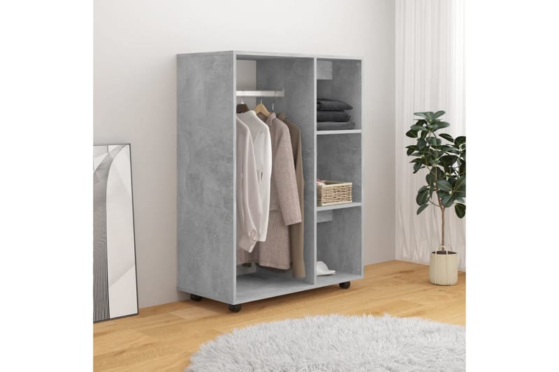 garderobe 80x40x110 cm spånplade betongrå - Grå - Opbevaring - Tøjopbevaring - Garderobeskabe