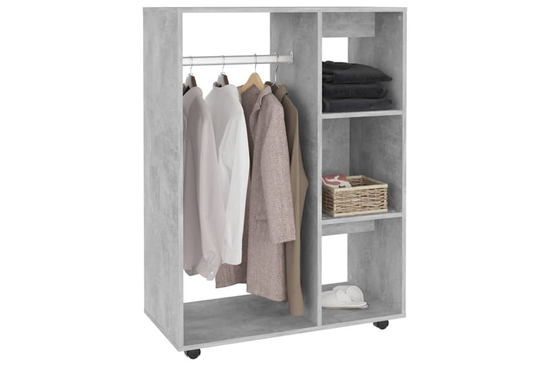 garderobe 80x40x110 cm spånplade betongrå - Grå - Opbevaring - Tøjopbevaring - Garderobeskabe