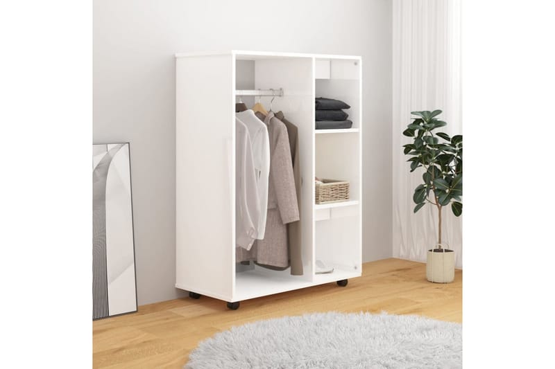 garderobe 80x40x110 cm spånplade hvid højglans - Hvid - Opbevaring - Tøjopbevaring - Garderobeskabe