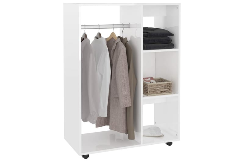 garderobe 80x40x110 cm spånplade hvid højglans - Hvid - Opbevaring - Tøjopbevaring - Garderobeskabe