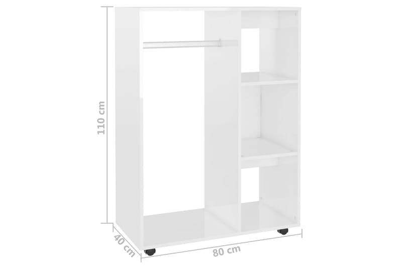 garderobe 80x40x110 cm spånplade hvid højglans - Hvid - Opbevaring - Tøjopbevaring - Garderobeskabe