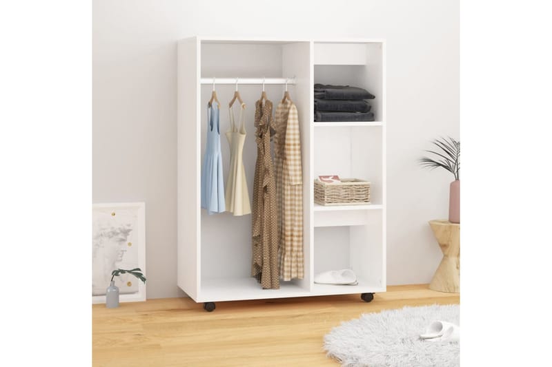 garderobe 80x40x110 cm spånplade hvid - Hvid - Opbevaring - Tøjopbevaring - Garderobeskabe