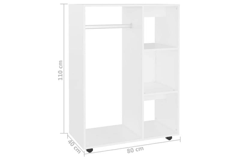 garderobe 80x40x110 cm spånplade hvid - Hvid - Opbevaring - Tøjopbevaring - Garderobeskabe