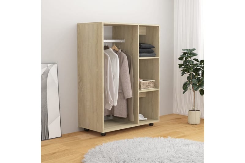 garderobe 80x40x110 cm spånplade sonoma-eg - Brun - Opbevaring - Tøjopbevaring - Garderobeskabe