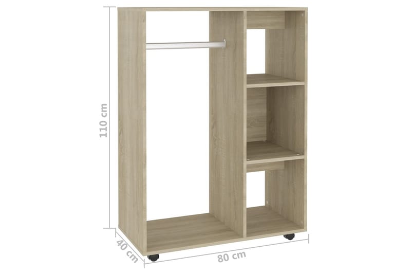 garderobe 80x40x110 cm spånplade sonoma-eg - Brun - Opbevaring - Tøjopbevaring - Garderobeskabe