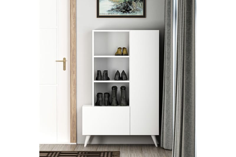 Agostina Skoreol Garderobe 80x121 cm Hvid - Hanah Home - Opbevaring - Tøjopbevaring - Garderobeskabe - Garderobeindretning - Skohylde garderobe