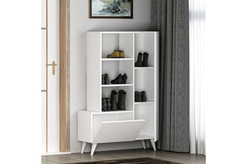 Agostina Skoreol Garderobe 80x121 cm Hvid - Hanah Home - Opbevaring - Tøjopbevaring - Garderobeskabe - Garderobeindretning - Skohylde garderobe