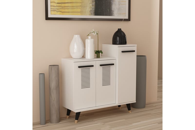 Asimo Skoreol Garderobe 90x90,6 cm Hvid - Hanah Home - Opbevaring - Tøjopbevaring - Garderobeskabe - Garderobeindretning - Skohylde garderobe