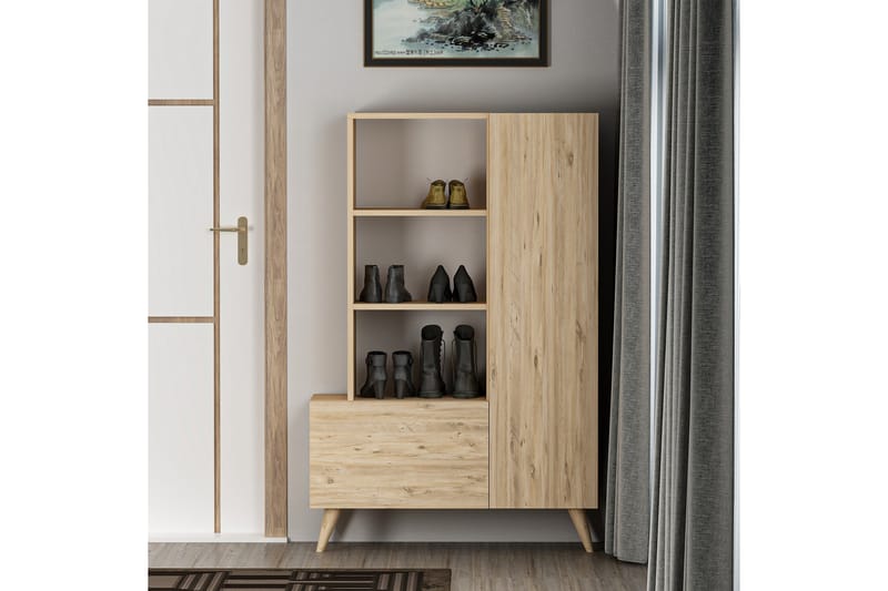 Agostina Skoreol Garderobe 80x121 cm Lys brun - Hanah Home - Opbevaring - Tøjopbevaring - Garderobeskabe - Garderobeindretning - Skohylde garderobe