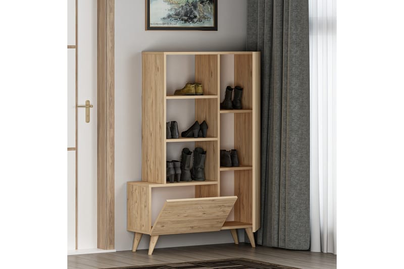 Agostina Skoreol Garderobe 80x121 cm Lys brun - Hanah Home - Opbevaring - Tøjopbevaring - Garderobeskabe - Garderobeindretning - Skohylde garderobe