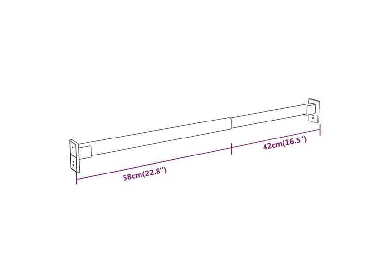 beBasic bøjlestænger 2 stk. 58-100 cm sølvfarvet - SÃ¸lv - Opbevaring - Tøjopbevaring - Garderobeskabe - Garderobeindretning - Tilbehør hylder