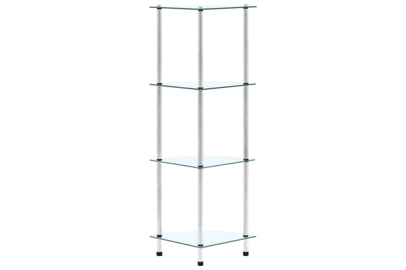 glasreol i 4 niveauer 30x30x100 cm hærdet glas transparent - gennemsigtig - Opbevaring - Tøjopbevaring - Garderobeskabe - Garderobeindretning - Hylder til garderobe