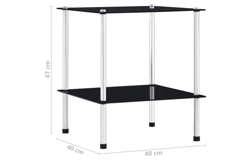 reol med 2 hylder 40 x 40 x 47 cm hærdet glas sort - Sort - Opbevaring - Tøjopbevaring - Garderobeskabe - Garderobeindretning - Hylder til garderobe