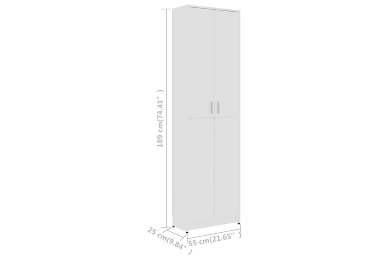 Garderobeskab 55x25x189 cm Spånplade Hvid - Opbevaring - Tøjopbevaring - Garderobeskabe