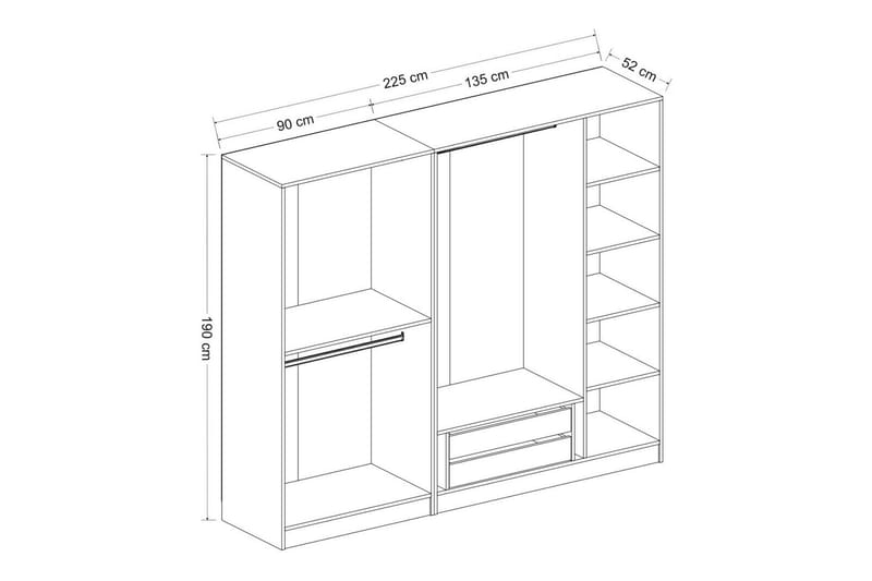 Fruitland Garderobe 225 cm - Antracit - Opbevaring - Tøjopbevaring - Garderobeskabe - Garderobeskab & klædeskab