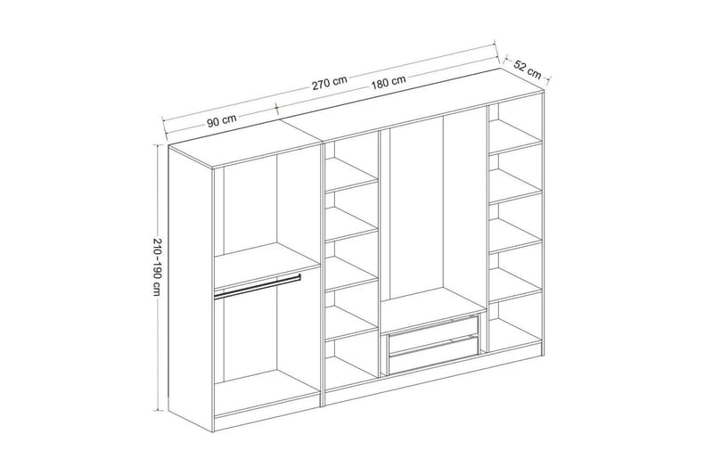 Fruitland Garderobe 270 cm - Hvid - Opbevaring - Tøjopbevaring - Garderobeskabe - Garderobeskab & klædeskab