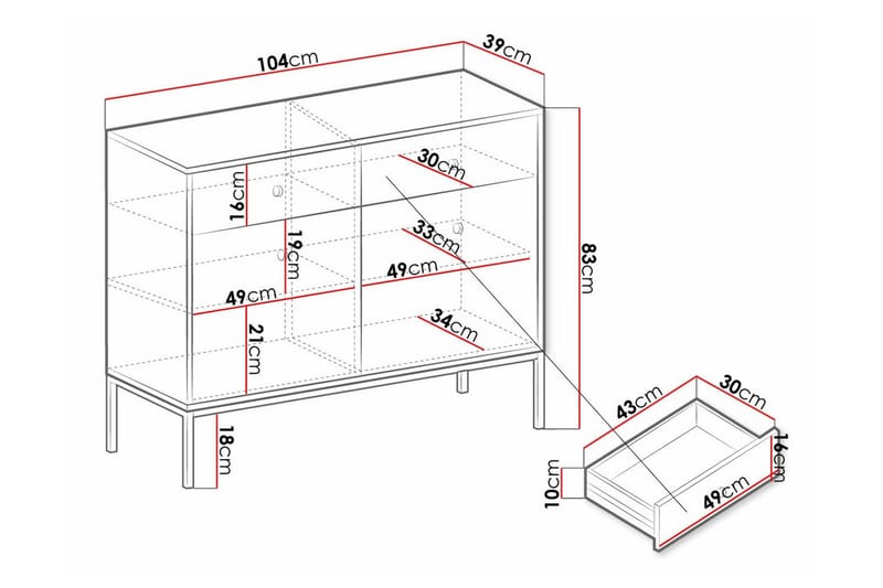 Klinkerville Kommode 104 cm - Sort - Opbevaring - Tøjopbevaring - Garderobeskabe - Garderobeskab & klædeskab