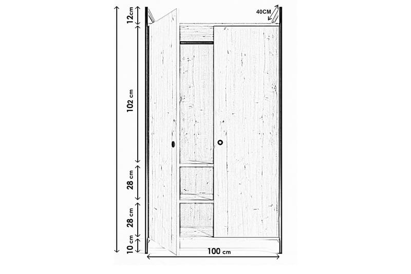 Ombleze Garderobe 100x40cm - Natur - Opbevaring - Tøjopbevaring - Garderobeskabe - Garderobeskab & klædeskab