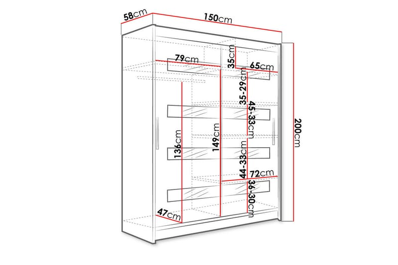 West garderobe 150x58x200 cm - Opbevaring - Tøjopbevaring - Garderobeskabe - Garderobeskab & klædeskab