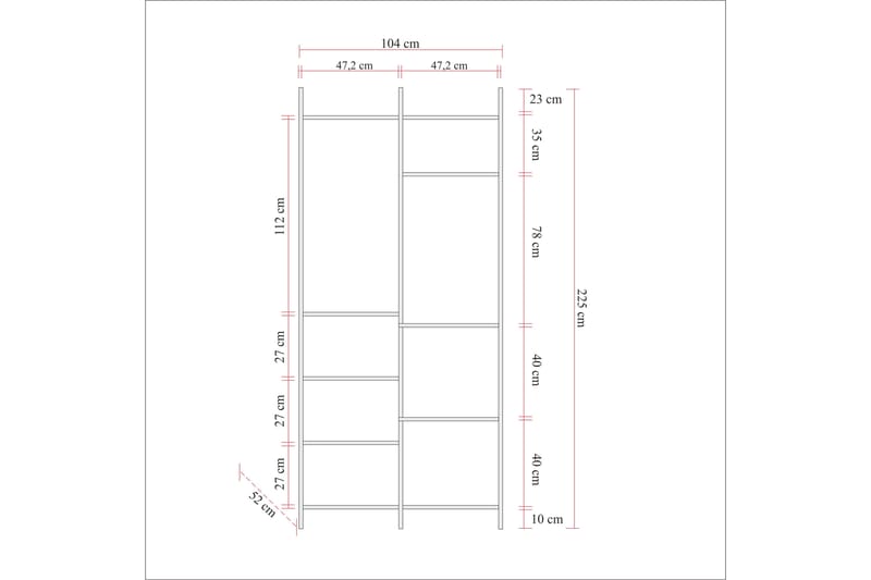 Witonia Garderobe 104x52 cm - Natur - Opbevaring - Tøjopbevaring - Garderobeskabe - Garderobeskab & klædeskab