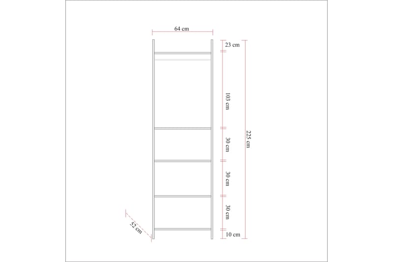 Witonia Garderobe 64x52 cm - Natur - Opbevaring - Tøjopbevaring - Garderobeskabe - Garderobeskab & klædeskab