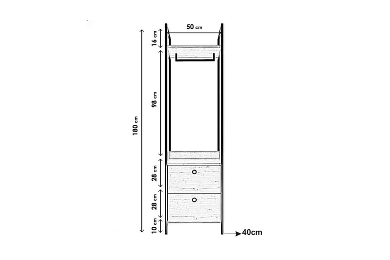 Goleni Garderobe 50x40 cm - Natur - Opbevaring - Tøjopbevaring - Garderobeskabe