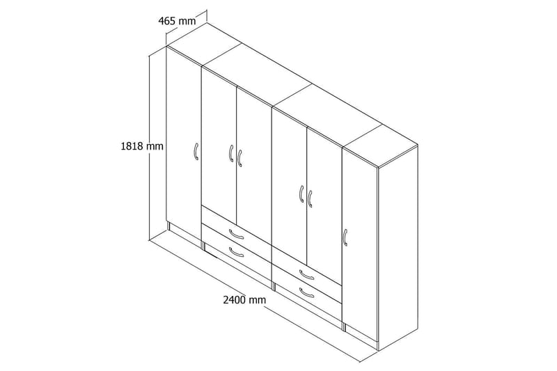 GRD Garderobe 240 cm - Hvid - Opbevaring - Tøjopbevaring - Garderobeskabe