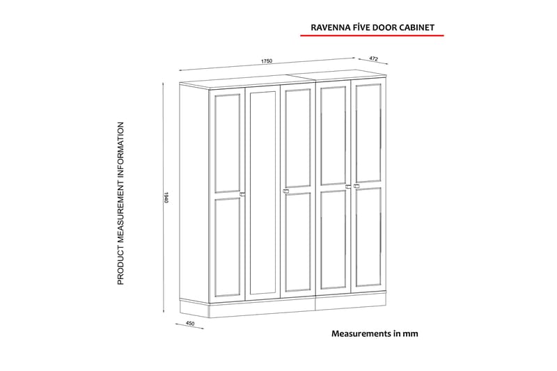 Gurreri Garderobe 175 cm - Hvid|Guld - Opbevaring - Tøjopbevaring - Garderobeskabe