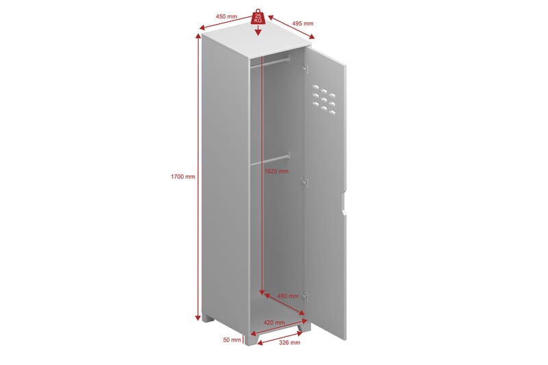 Haltekarr Garderobe 47x47 cm - Grå - Opbevaring - Tøjopbevaring - Garderobeskabe