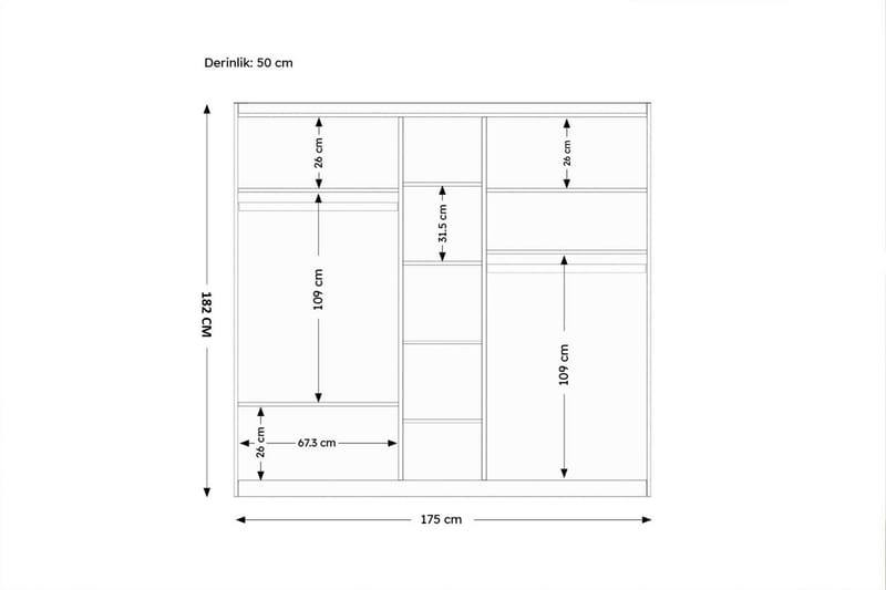 Hananiah Garderobe 175x182 cm - Hvid - Opbevaring - Tøjopbevaring - Garderobeskabe