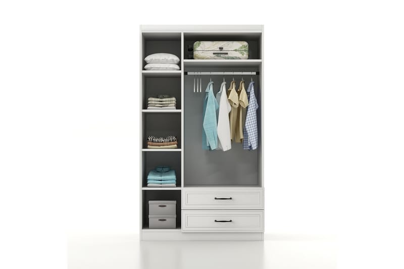 Hananiah Garderobe med Spejl 105x210 cm - Hvid - Opbevaring - Tøjopbevaring - Garderobeskabe