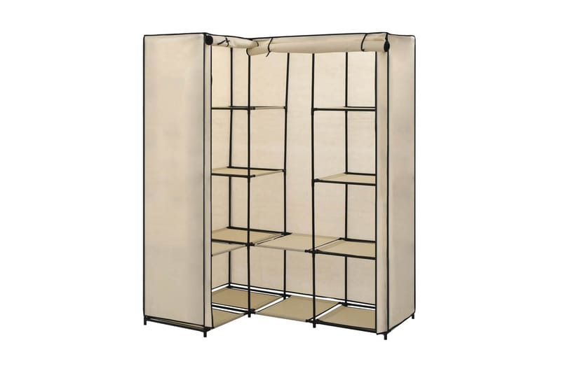 Hjørneklædeskab 130 X 87 X 169 Cm Cremefarvet - Creme - Opbevaring - Tøjopbevaring - Garderobeskabe - Hjørnegarderobe