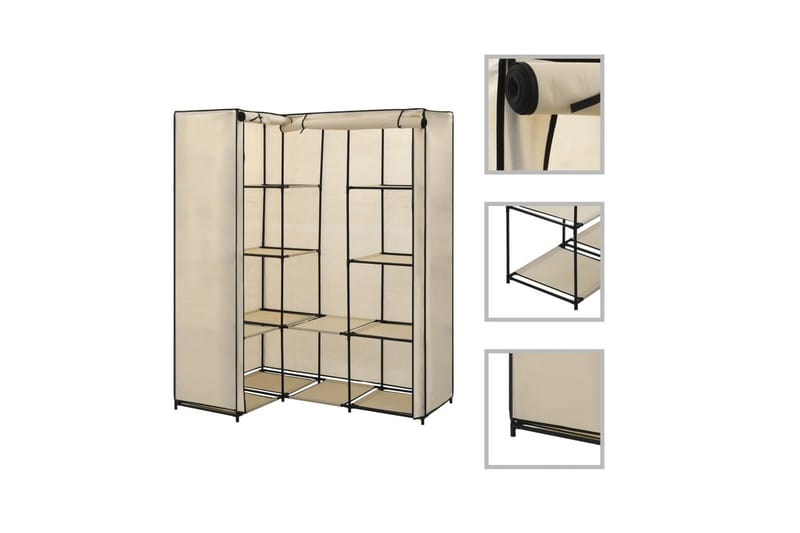 Hjørneklædeskab 130 X 87 X 169 Cm Cremefarvet - Creme - Opbevaring - Tøjopbevaring - Garderobeskabe - Hjørnegarderobe