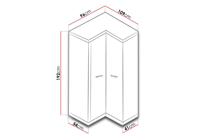 Vegas Garderobe 54x109 cm - Eg - Opbevaring - Tøjopbevaring - Garderobeskabe - Hjørnegarderobe