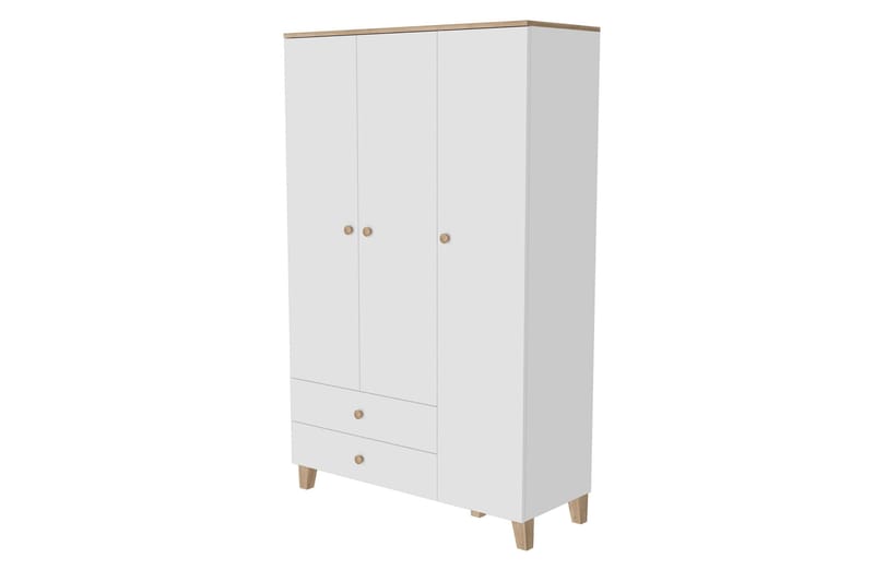 Huddy Garderobe 120x191,8 cm - Eg/Hvid - Opbevaring - Tøjopbevaring - Garderobeskabe