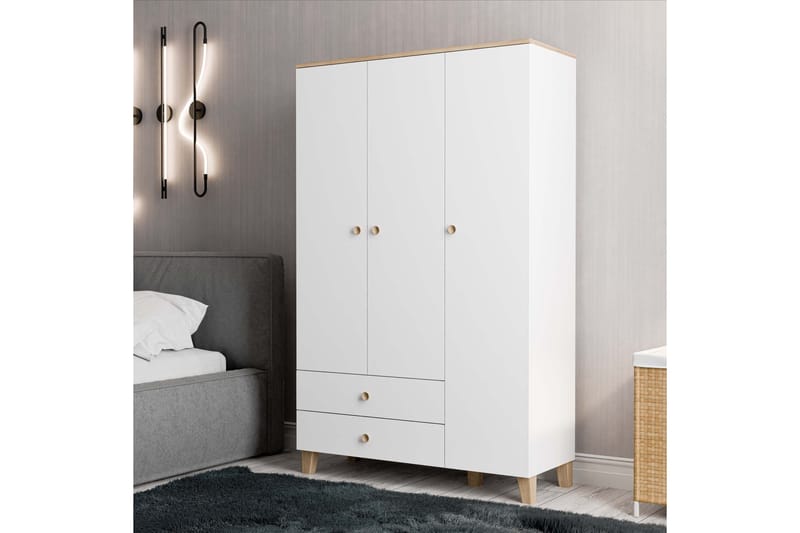 Huddy Garderobe 120x191,8 cm - Eg/Hvid - Opbevaring - Tøjopbevaring - Garderobeskabe