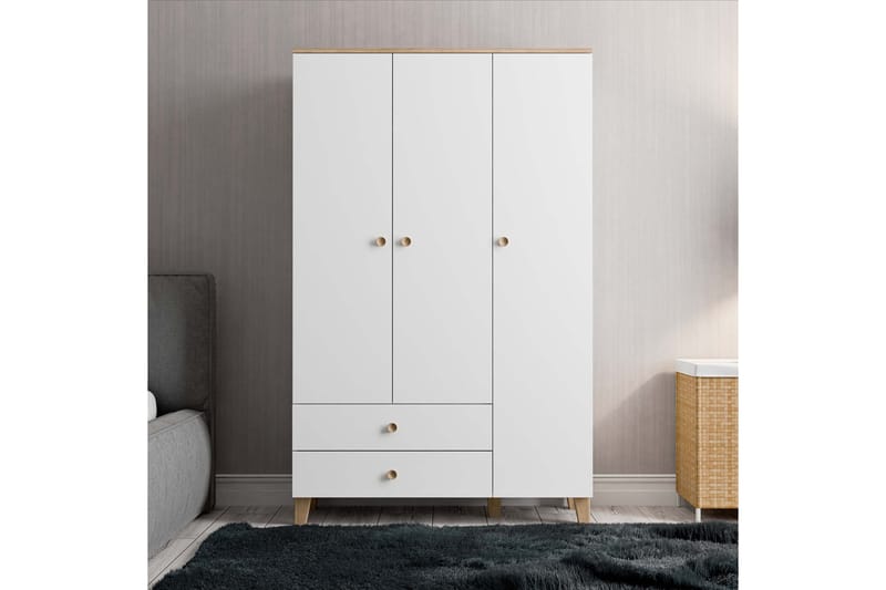 Huddy Garderobe 120x191,8 cm - Eg/Hvid - Opbevaring - Tøjopbevaring - Garderobeskabe