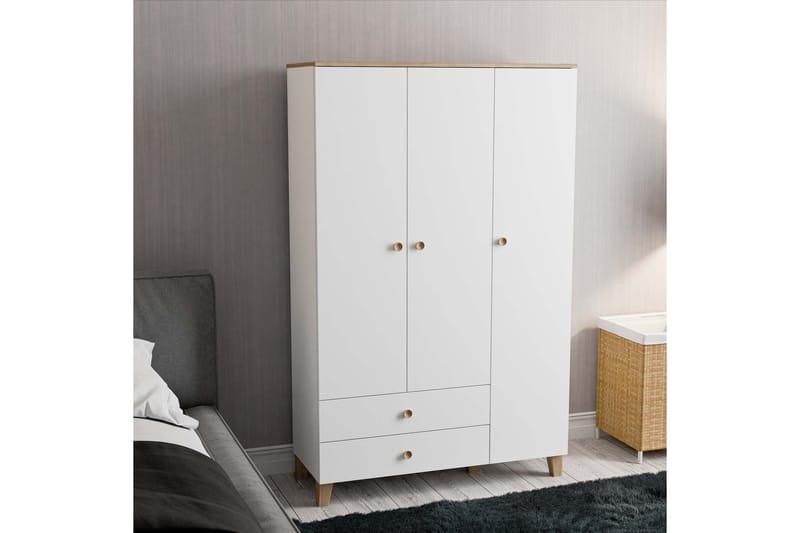 Huddy Garderobe 120x191,8 cm - Eg/Hvid - Opbevaring - Tøjopbevaring - Garderobeskabe