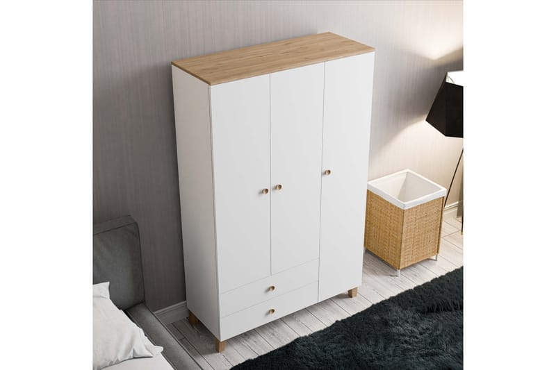 Huddy Garderobe 120x191,8 cm - Eg/Hvid - Opbevaring - Tøjopbevaring - Garderobeskabe