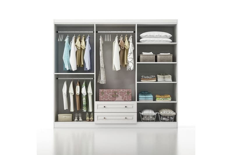 Inci Garderobe 210x182 cm - Hvid - Opbevaring - Tøjopbevaring - Garderobeskabe