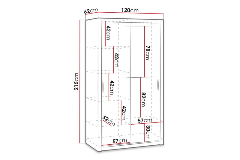 Julissa Garderobe 120 cm - Hvid - Opbevaring - Tøjopbevaring - Garderobeskabe