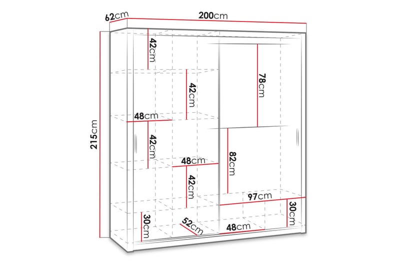 Julissa Garderobe 200 cm - Hvid - Opbevaring - Tøjopbevaring - Garderobeskabe