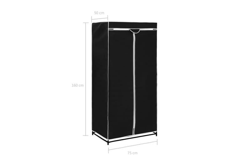 Klædeskab 2 Stk. 75 X 50 X 160 Cm Sort - Sort - Opbevaring - Tøjopbevaring - Garderobeskabe