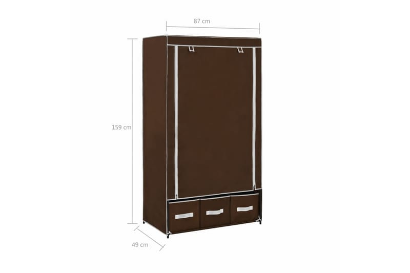 Klædeskab 87 X 49 X 159 Cm Stof Brun - Brun - Opbevaring - Tøjopbevaring - Garderobeskabe