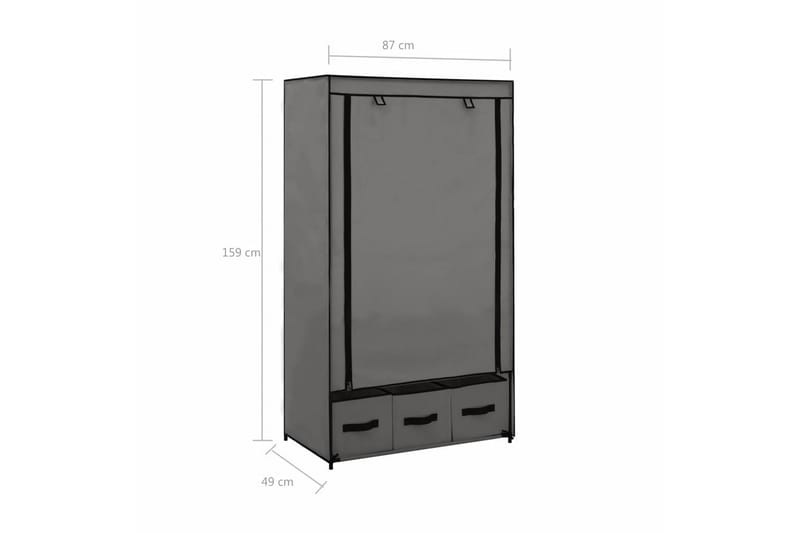 Klædeskab 87 X 49 X 159 Cm Stof Grå - Grå - Opbevaring - Tøjopbevaring - Garderobeskabe